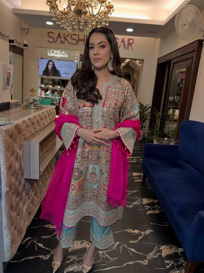 Roka-ready and radiant! A full shot of my client in the studio, her soft glam makeup perfect for the occasion.