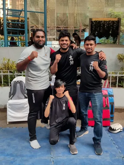 Team Fighting Fit at a community event in Parel. We are a team of dedicated instructors and students.