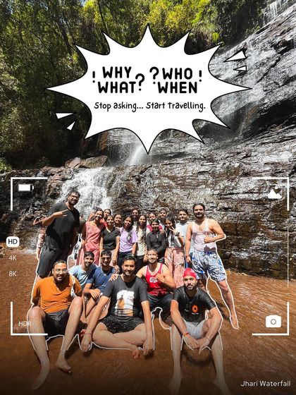Stop asking why, who, what, when. Start travelling. This is our crew at Jhari Waterfall in Chikmagalur, living in the moment and making the most of their weekend.