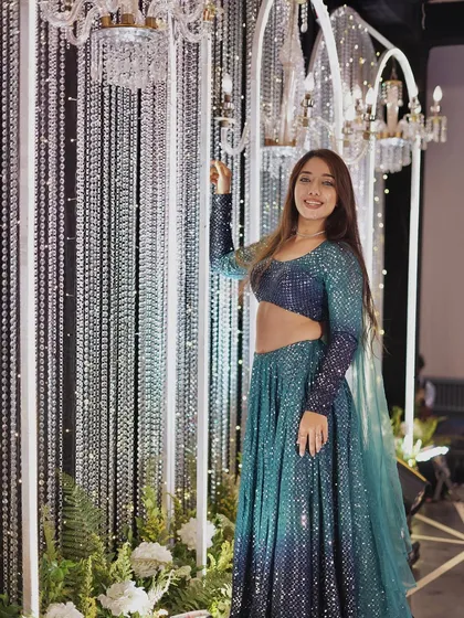Be the person you want someone else to be. A shot of me in a beautiful sequined lehenga, ready for a glamorous evening event.