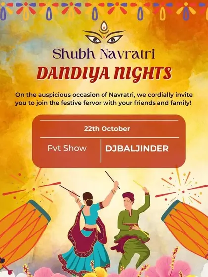 Another poster for a private Dandiya Night show during the auspicious occasion of Navratri.