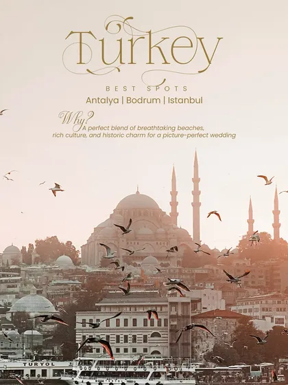 Turkey offers a perfect blend of breathtaking beaches, rich culture, and historic charm. I can plan your picture-perfect wedding in destinations like Antalya, Bodrum, or Istanbul.