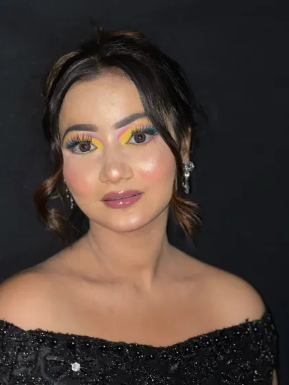 This image shows the beautiful color story of the eyeshadow, perfect for a high-fashion or editorial look.
