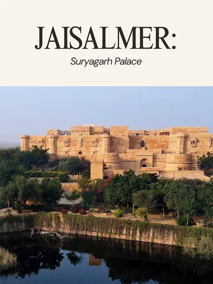 The Suryagarh Palace in Jaisalmer, a fortress-like luxury hotel that provides a dramatic and historic backdrop for a grand wedding.