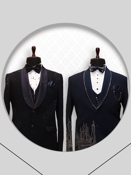 Two of my most popular tuxedo designs side-by-side. This graphic illustrates the variety in my ethnic collection, where traditional charm meets tuxedo grace.