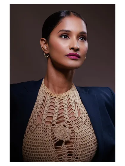 A confident, upward-looking pose that exudes power and style.
