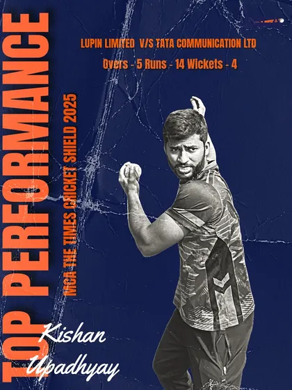 A game-changing spell by Kishan Upadhyay in the MCA Times Cricket Shield, taking 4 wickets for just 14 runs.