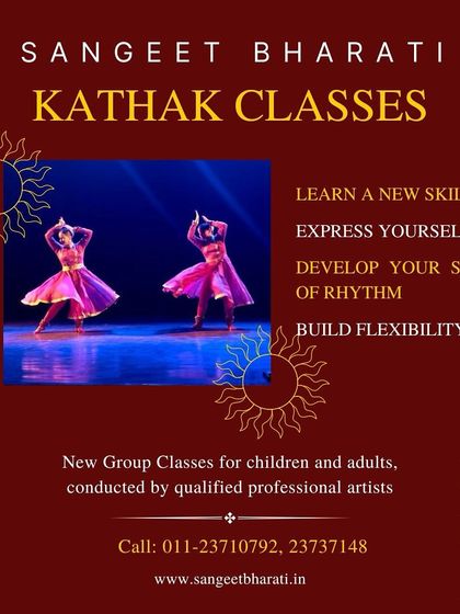 Two dancers in a synchronized spin, a hallmark of Kathak. Our curriculum is designed to build flexibility, a strong sense of rhythm, and the ability to express oneself through movement.