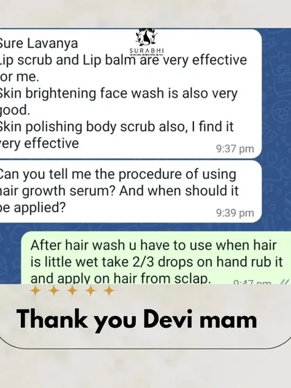Thank you to Devi mam for this wonderful feedback. It's great to hear that our lip scrub, lip balm, face wash, and body scrub are all working so effectively for her.