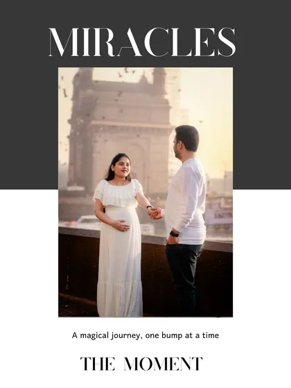 An iconic maternity portrait set against the Gateway of India at sunrise. I utilize Mumbai's beautiful landmarks to create a stunning, memorable backdrop for your pregnancy photoshoot.