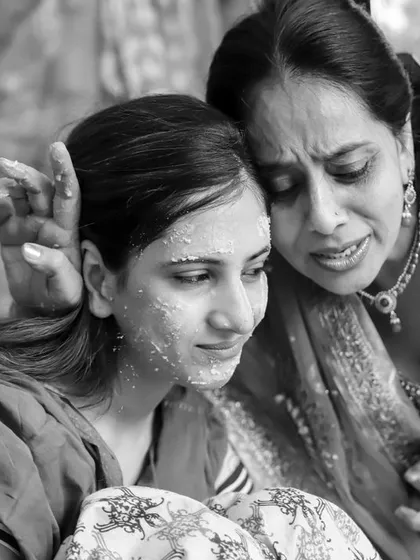 Sometimes the most powerful moments are the quietest ones. This tearful, loving embrace between a bride and her mother during the Haldi ceremony is a perfect example of the real, unfiltered emotions I strive to capture. These are the memories that truly matter.