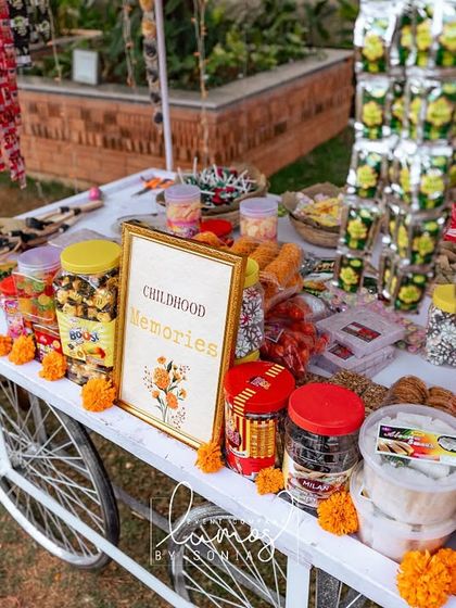 Another detailed shot of the nostalgic treats, from lollipops to classic Indian candies.