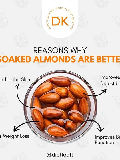 Did you know soaked almonds are better for you? Soaking improves their digestibility, aids weight loss, improves brain function, and is great for your skin.