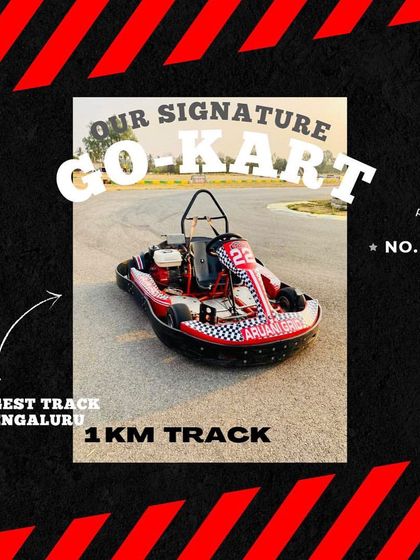 Our signature go-kart on our 1km track, the largest in Bengaluru. It's the perfect getaway for a much-needed adrenaline rush.