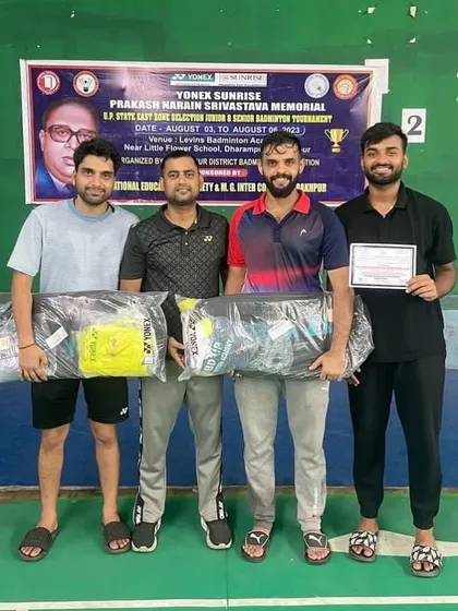 My players receiving their runner-up prizes at the East Zone Selection Tournament. This includes achievements in both Men's Doubles and Mixed Doubles.