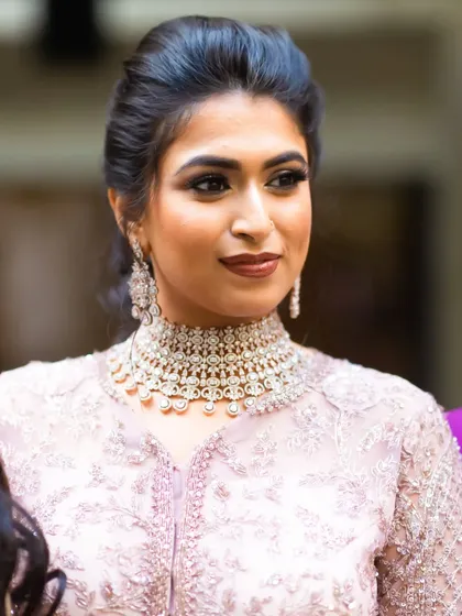 A perfect example of smiling with her eyes. This candid shot captures the joy of my engagement bride, with her makeup looking flawless and radiant.