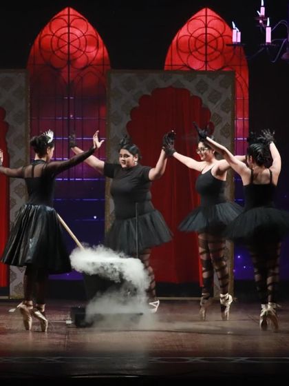 Double, double, toil and trouble. A scene from our Snow White production where the evil princesses are brewing a potion.