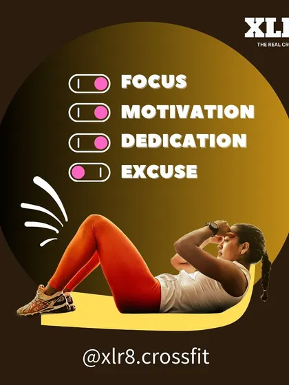 Turn on Focus, Motivation, Dedication. Turn off Excuses. This graphic perfectly summarizes the mindset we cultivate.