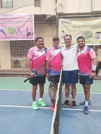 Players from opposing teams posing together, embodying the friendly yet competitive spirit of our tournaments.