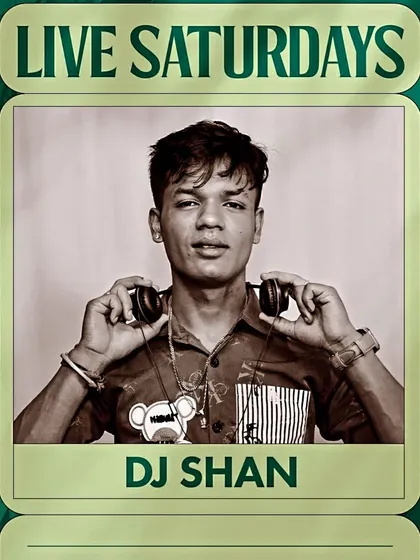 A retro-style poster for my "Live Saturdays" residency, showcasing a classic black and white photo.