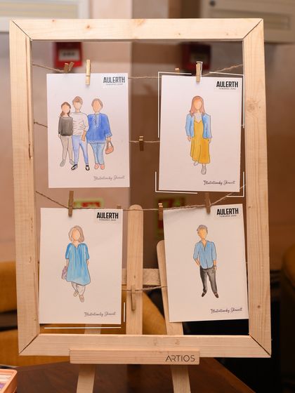 A charming display of the live silhouette illustrations created for our guests, each a unique piece of art to remember the exclusive jewelry viewing event.