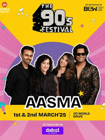 The official poster for Aasma at The 90s Festival. We were ready to make everyone get up and dance to the beats that defined a generation.