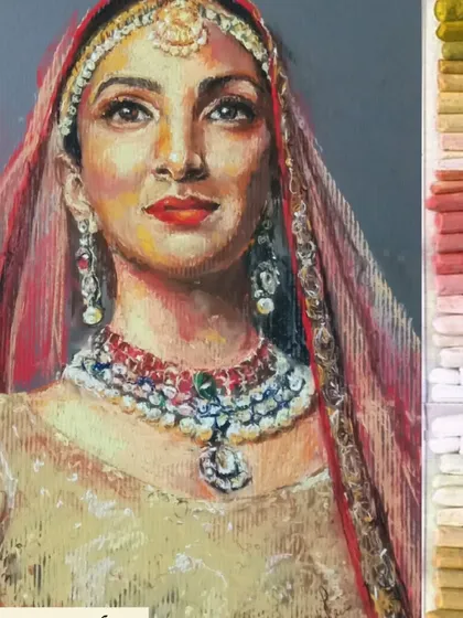 A soft pastel portrait of Kiara Advani in a beautiful bridal look.