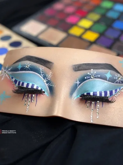 Eyeshadow that's out of this world. This finished look on the practice board is a testament to the endless possibilities of makeup artistry.