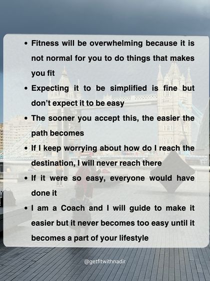 A graphic with a blunt message: Fitness will be overwhelming at first. Expect it to be simplified, but don't expect it to be easy.