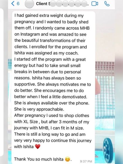 From XL to M size in 3 months. This postpartum mom is now able to shop for clothes with confidence. This is a win that feels amazing.