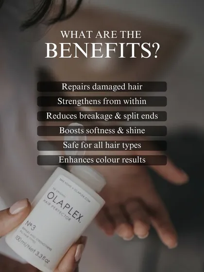 We use Olaplex to fundamentally repair hair from the inside out. This treatment is a game-changer for anyone with damaged hair, as it rebuilds broken bonds to restore strength, reduce breakage, and boost shine.