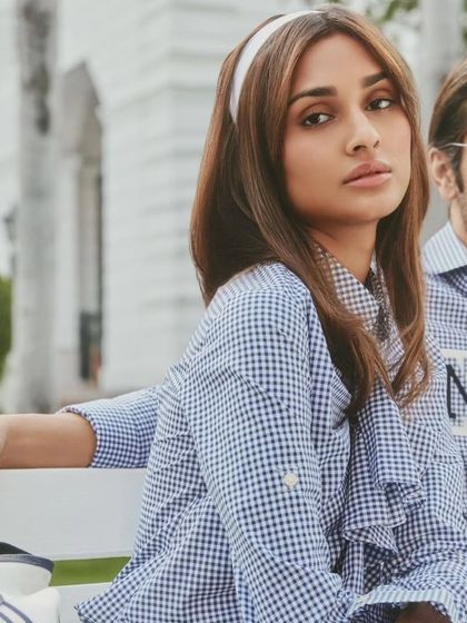 A shot from the S&N by Shantanu Nikhil campaign featuring Alaviaa Jaaferi. I styled her hair with a simple white headband to create a clean, preppy look that complemented the brand's sporty yet chic aesthetic.