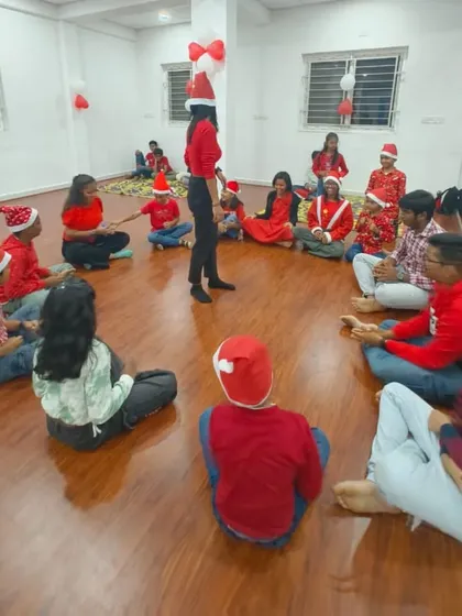 An instructor leads a fun activity during our Christmas party. It is wonderful to see students of all ages interacting and sharing the holiday spirit in our studio.