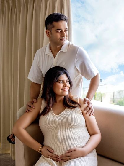 A beautiful, light-filled portrait from an at-home session. Using your windows for natural light creates a soft and flattering glow.