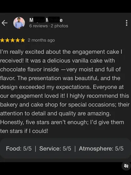 Another screenshot of the glowing 5-star review. We are so grateful for such high praise.