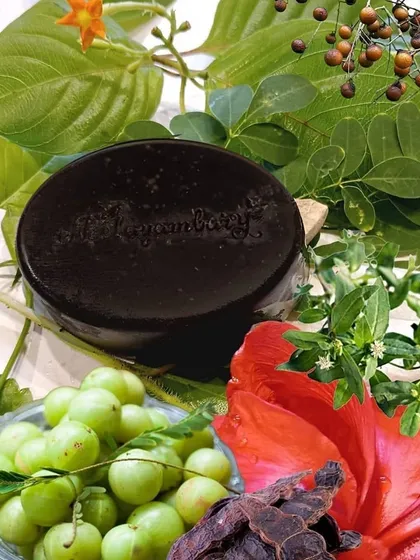 Do you remember the feeling of using fresh thaali on your hair? I've captured that memory in my Neelayambary Thaali Bar. It's a solid shampoo bar packed with hibiscus, amla, and other herbs to gently cleanse your hair and make it soft and shiny.