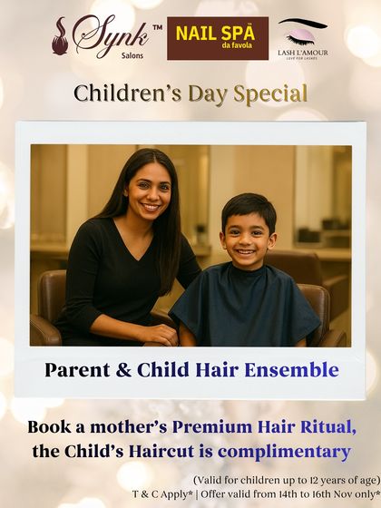 Our Parent & Child Hair Ensemble for Children's Day. When a mother books a Premium Hair Ritual, her child's haircut is complimentary.