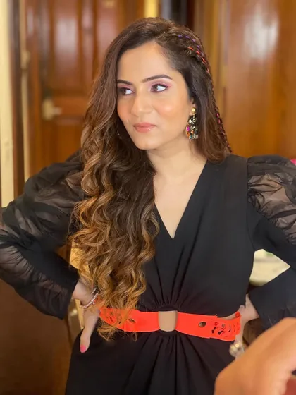 Another angle of the colorful side braid, showing how it adds a pop of personality.