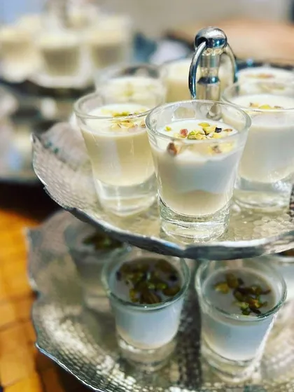Malai Rabdi shots, a creamy and rich Indian dessert served in shot glasses for a modern twist.