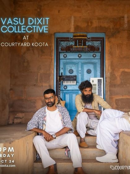 The poster for the Vasu Dixit Collective, promising an evening of electronic-folk music and timeless poetry in Kannada and Hindi.