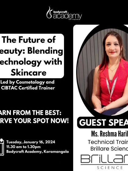 An invitation to a masterclass on blending technology with skincare, led by a certified technical trainer, keeping our students at the forefront of the industry.