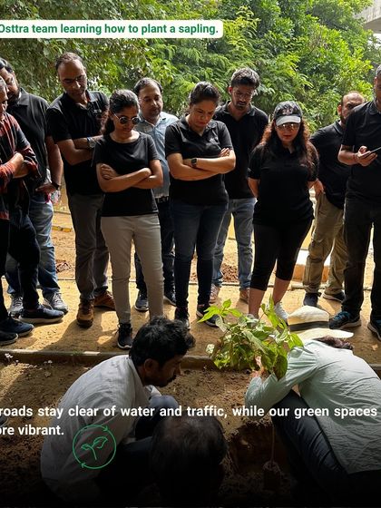 The Osttra team learns the correct technique for planting a sapling, ensuring the roads stay clear of floodwater while the green spaces become more vibrant.