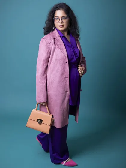 This is what stepping into your power looks like. For her personal branding shoot, we moved beyond the 'safe' choices to a look that is bold, confident, and unforgettable. This is conscious styling in action, creating an image that matches her ambition.