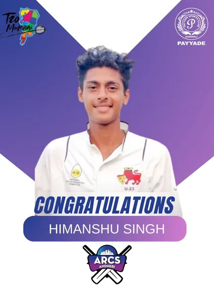 A proud moment for Himanshu Singh as he gets selected by ARCS Andheri for the T20 Mumbai League. We are confident his hard work at the academy will translate to success.