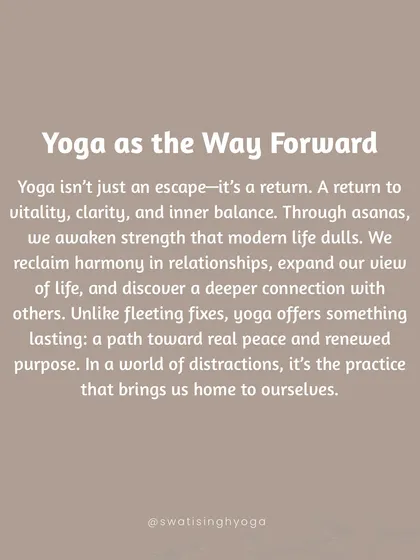 Yoga isn't an escape; it's a return. A return to vitality, clarity, and inner balance. In a world of distractions, it's the practice that brings us home to ourselves.