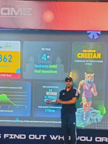 I practice what I preach. Here are my personal stats from the Vedanta Delhi Half Marathon, showing my own commitment to athletic performance and endurance running.