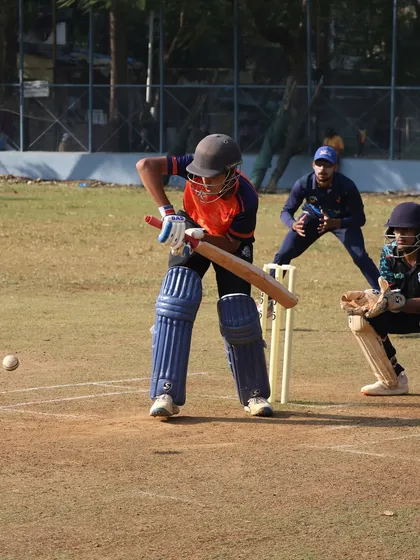 Action shot of Arjun Gadoya during his heroic 51-run innings. Despite being injured by a bouncer, he stood firm against a top-class bowling attack, demonstrating the courage and resilience that defines a true competitor.