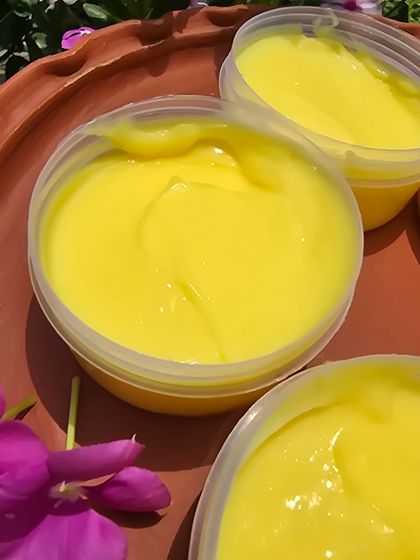 A close up look at the smooth, buttery texture of my Cleansing Milk. You can see how rich and moisturizing it is, perfect for gently cleaning your skin without causing dryness.