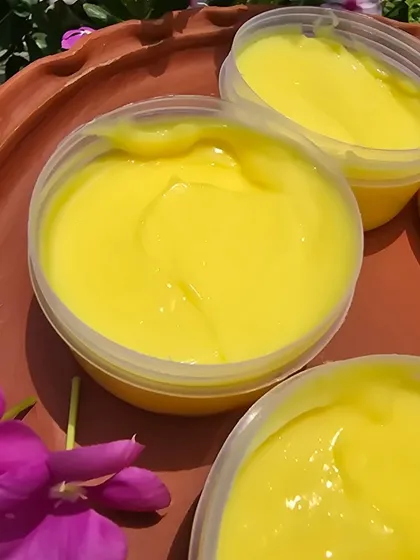 A close up look at the smooth, buttery texture of my Cleansing Milk. You can see how rich and moisturizing it is, perfect for gently cleaning your skin without causing dryness.