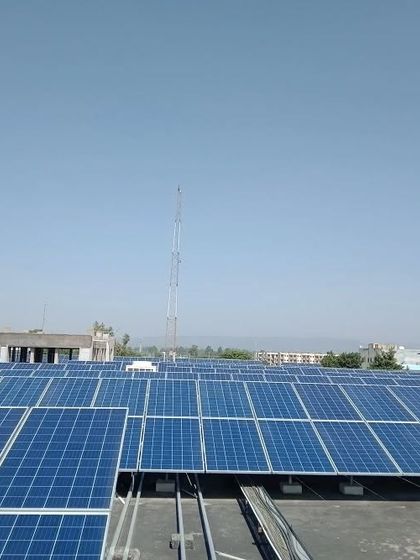 An on-site image of the 242 KWp RCC rooftop solar plant for Micron Technologies. This project is engineered to generate clean power consistently, resulting in significant annual savings for our client.